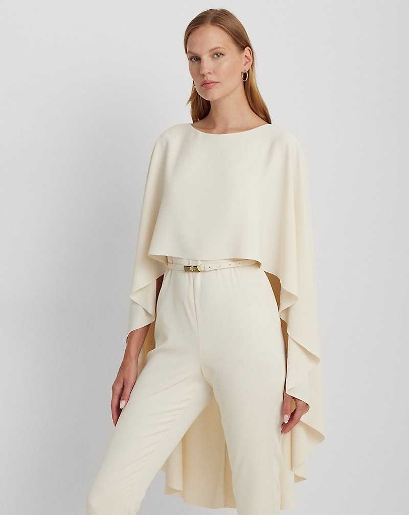 Vestido De Noche Ralph Lauren Belted Cape Georgette Mujer Creme | YTJNMXV-23 - vista 3
