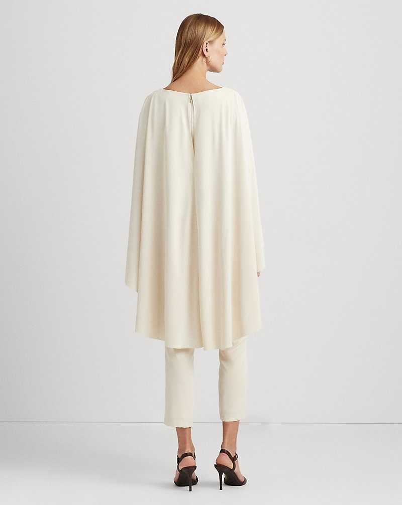 Vestido De Noche Ralph Lauren Belted Cape Georgette Mujer Creme | YTJNMXV-23 - vista 4