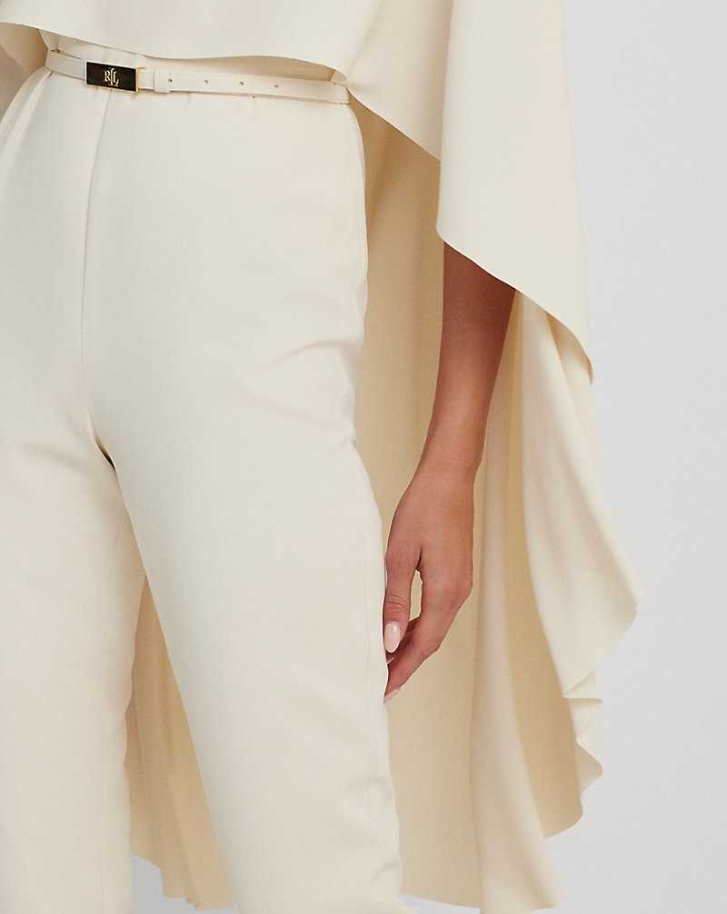 Vestido De Noche Ralph Lauren Belted Cape Georgette Mujer Creme | YTJNMXV-23 - vista 5