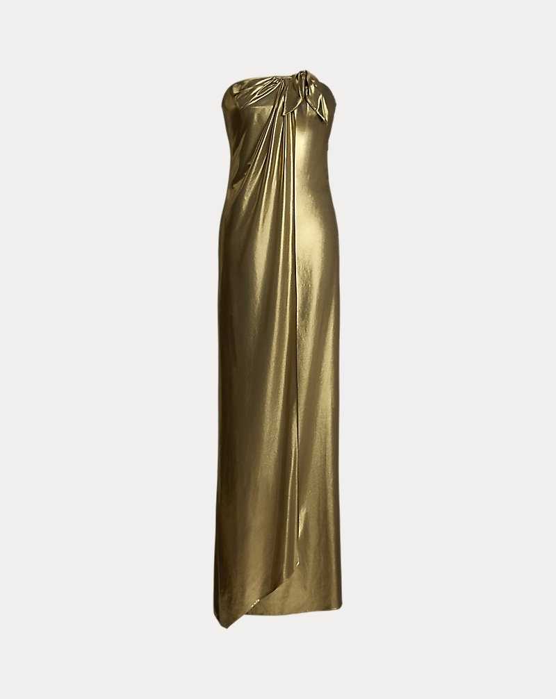 Vestido De Noche Ralph Lauren Brigitta Foiled Georgette Evening Mujer Dorados | YMEGUVD-49 - vista 2