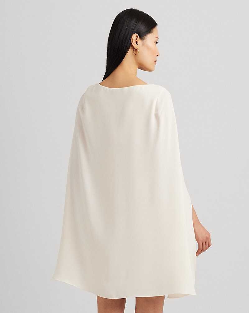Vestido De Noche Ralph Lauren Cape Georgette Cocktail Mujer Creme | KUTZFJI-20 - vista 4