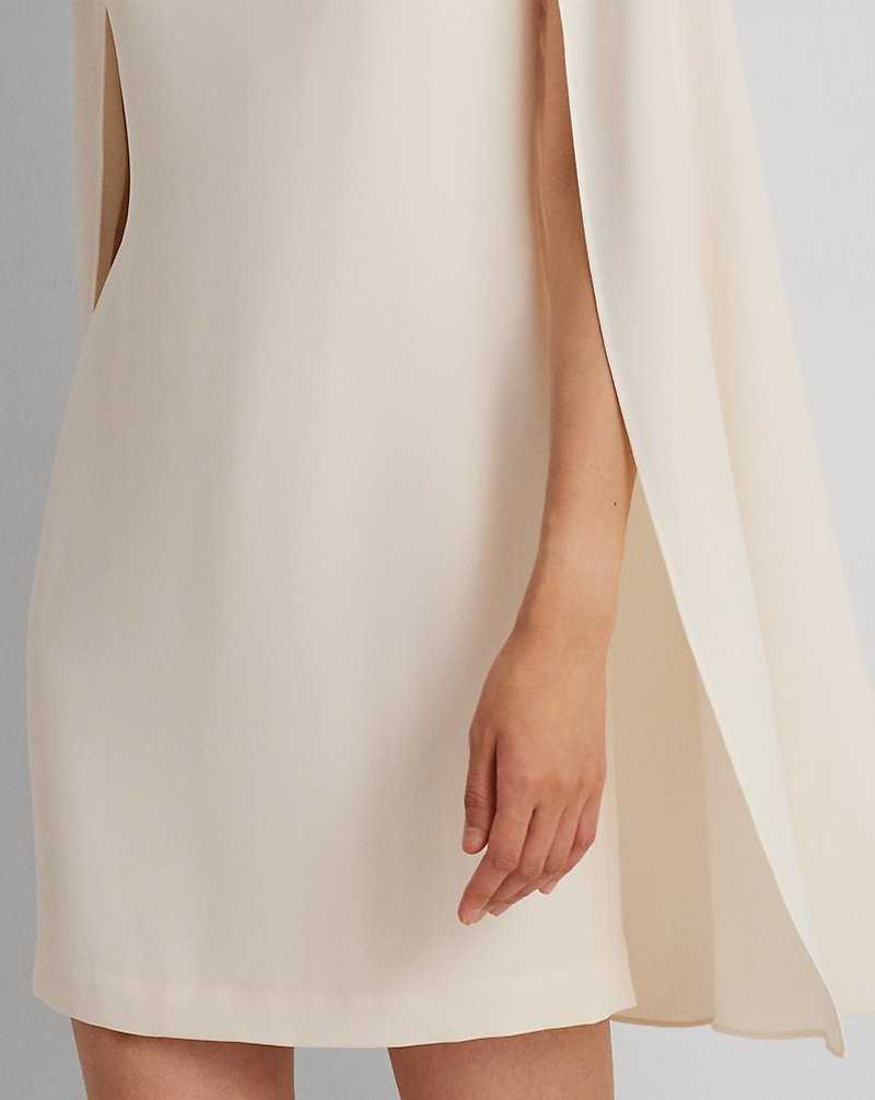 Vestido De Noche Ralph Lauren Cape Georgette Cocktail Mujer Creme | KUTZFJI-20 - vista 5