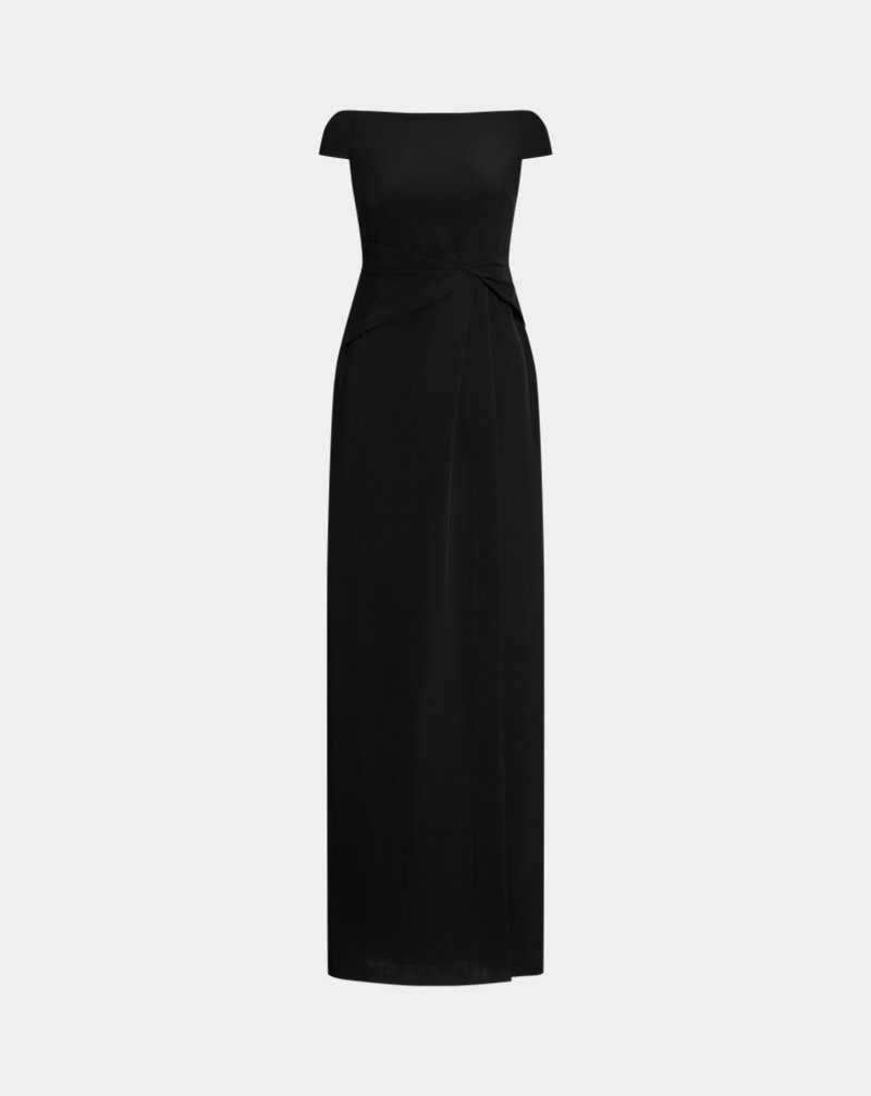 Vestido De Noche Ralph Lauren Crepe Off-the-Shoulder Gown Mujer Negros | DZATHSL-10 - vista 2