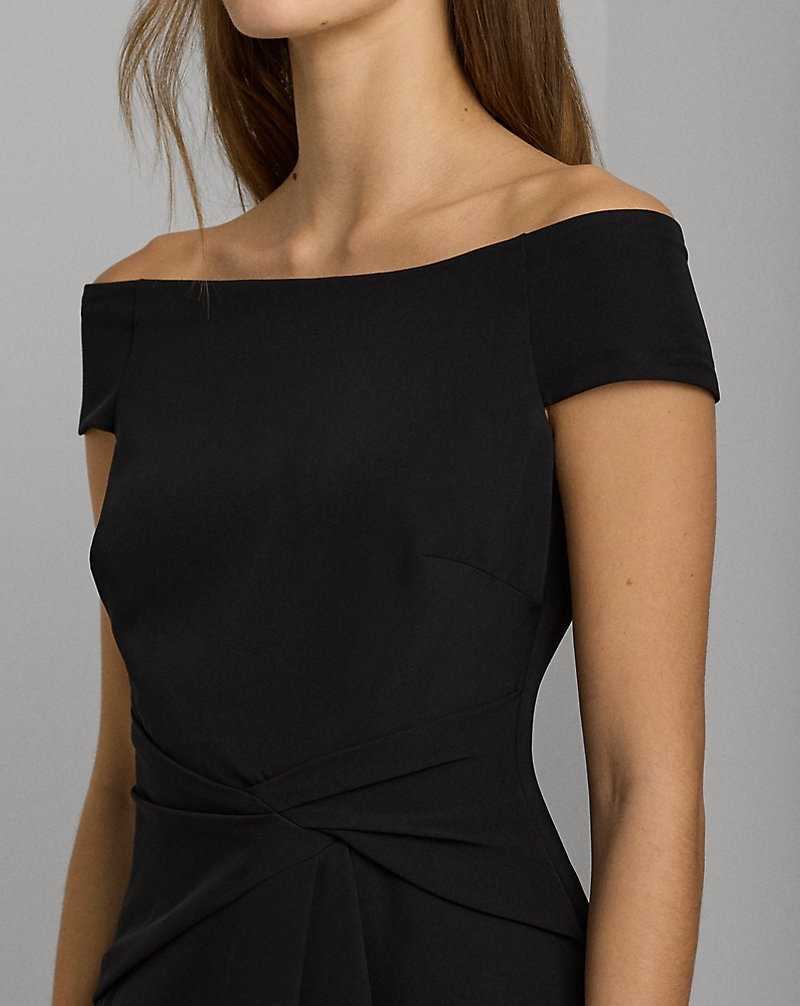 Vestido De Noche Ralph Lauren Crepe Off-the-Shoulder Gown Mujer Negros | DZATHSL-10 - vista 5