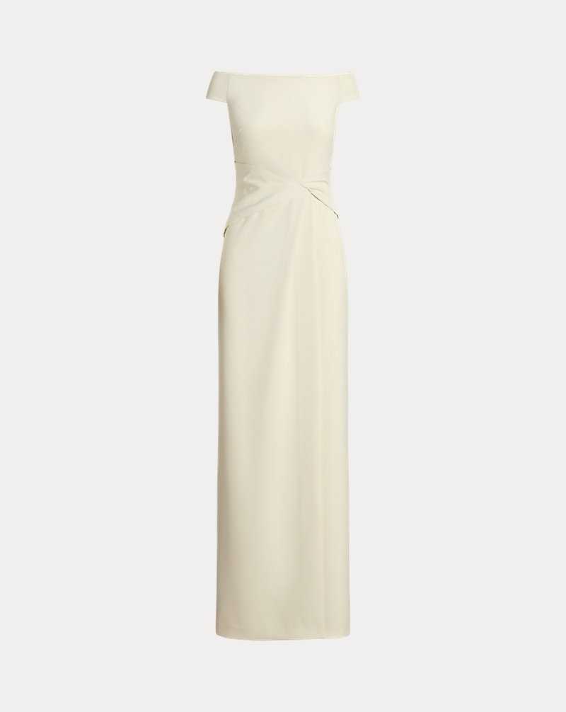 Vestido De Noche Ralph Lauren Crepe Off-the-Shoulder Gown Mujer Creme | XRJVOHD-18 - vista 2