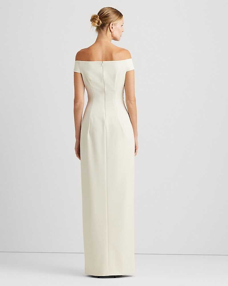 Vestido De Noche Ralph Lauren Crepe Off-the-Shoulder Gown Mujer Creme | XRJVOHD-18 - vista 4