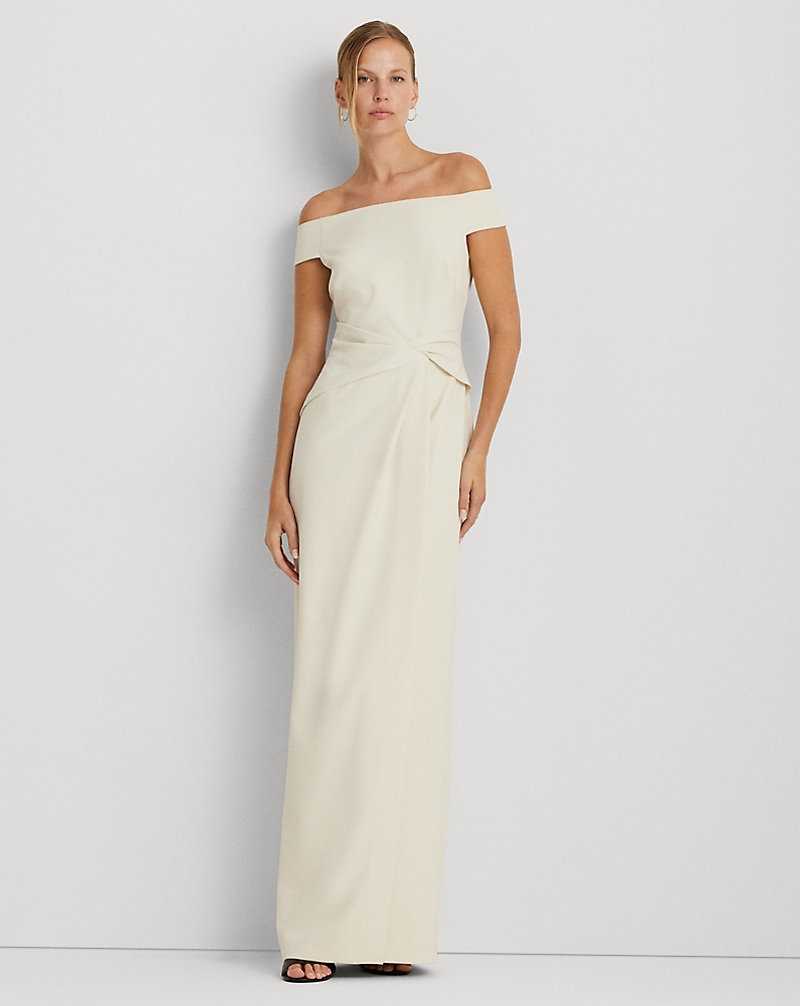 Vestido De Noche Ralph Lauren Crepe Off-the-Shoulder Gown Mujer Creme | XRJVOHD-18 - vista 1
