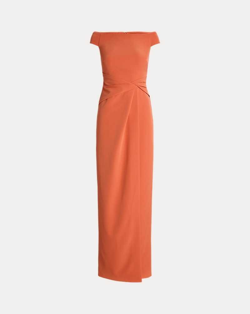 Vestido De Noche Ralph Lauren Crepe Off-the-Shoulder Gown Mujer Naranjas | KCHGFRZ-98 - vista 2