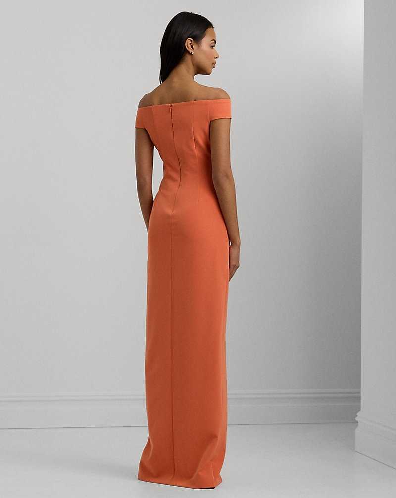 Vestido De Noche Ralph Lauren Crepe Off-the-Shoulder Gown Mujer Naranjas | KCHGFRZ-98 - vista 4