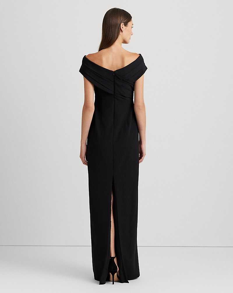 Vestido De Noche Ralph Lauren Crepe Off-the-Shoulder Gown Mujer Negros | RZXADFB-38 - vista 4