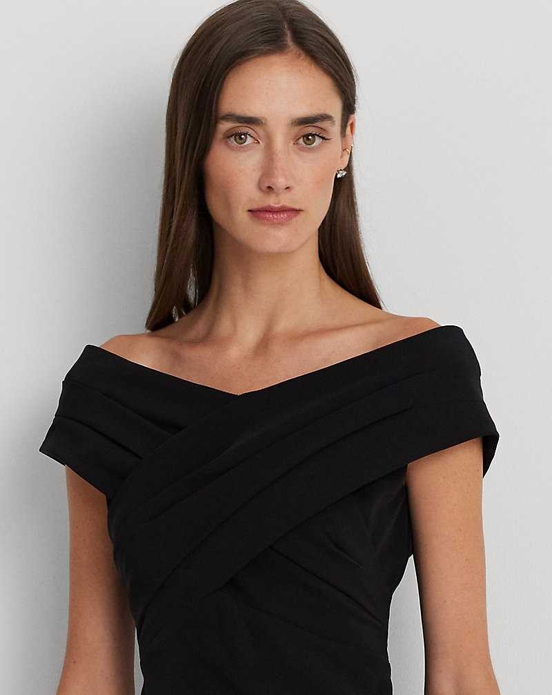 Vestido De Noche Ralph Lauren Crepe Off-the-Shoulder Gown Mujer Negros | RZXADFB-38 - vista 5