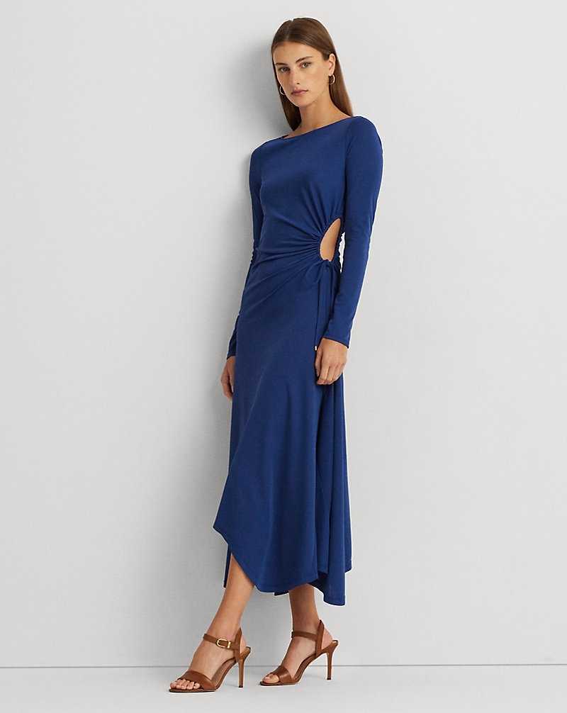 Vestido De Noche Ralph Lauren Cutout Stretch Jersey Long-Sleeve Mujer Azules | GDXKHCT-69 - vista 1