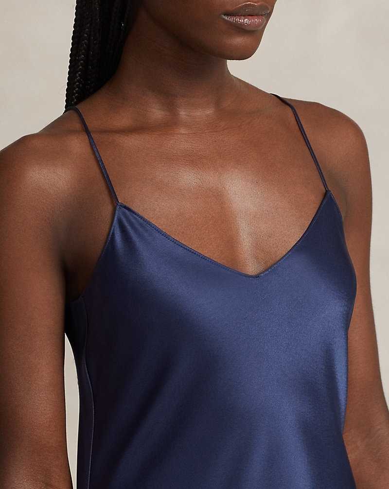 Vestido De Noche Ralph Lauren Double-Faced Satin Midi Slip Mujer Azul Marino | STZDPEX-38 - vista 5