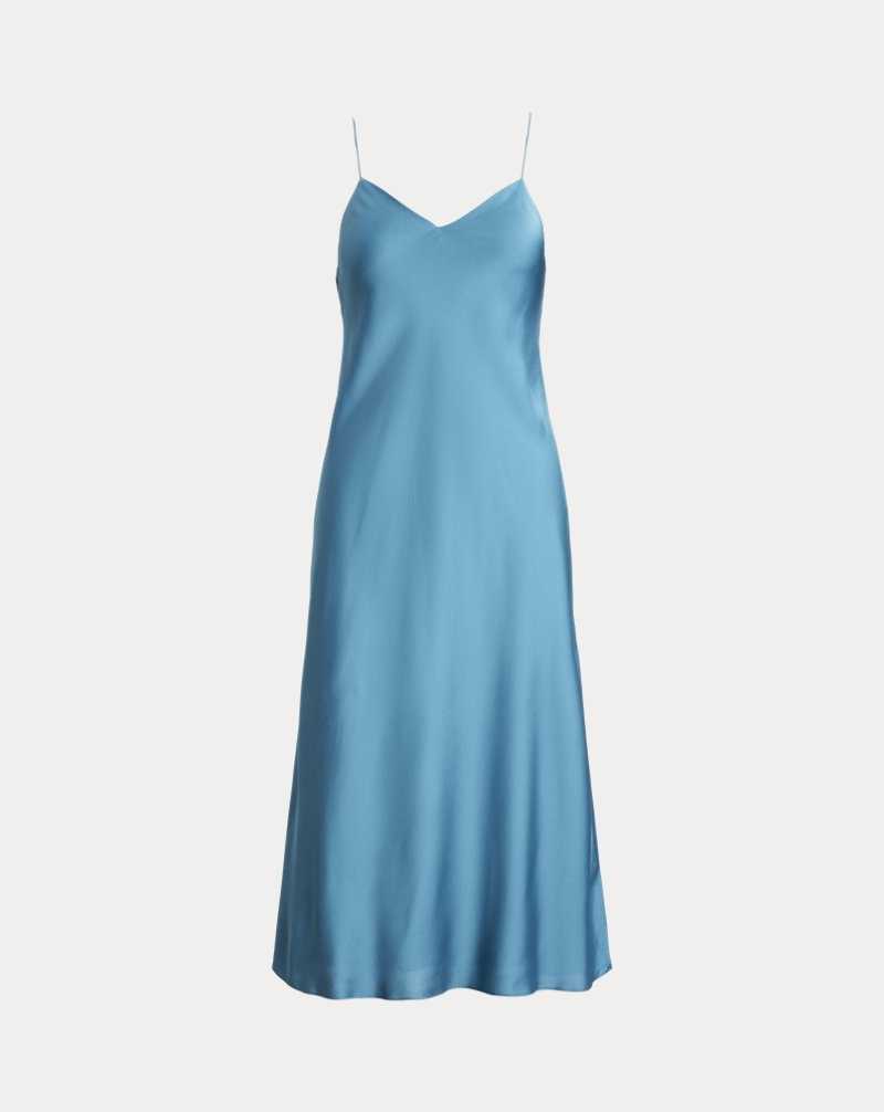 Vestido De Noche Ralph Lauren Featherweight Charmeuse Slip Mujer Azur | AKIGBYJ-31 - vista 2
