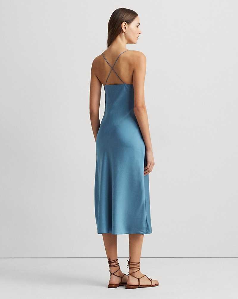 Vestido De Noche Ralph Lauren Featherweight Charmeuse Slip Mujer Azur | AKIGBYJ-31 - vista 4