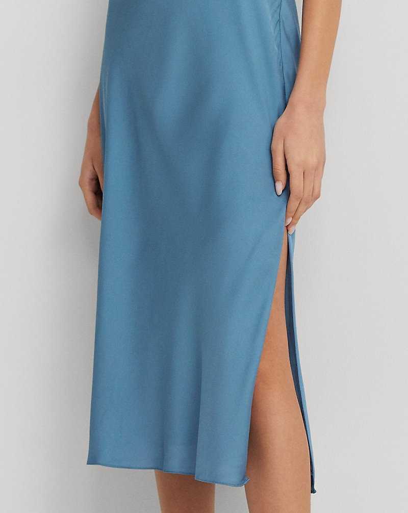 Vestido De Noche Ralph Lauren Featherweight Charmeuse Slip Mujer Azur | AKIGBYJ-31 - vista 5