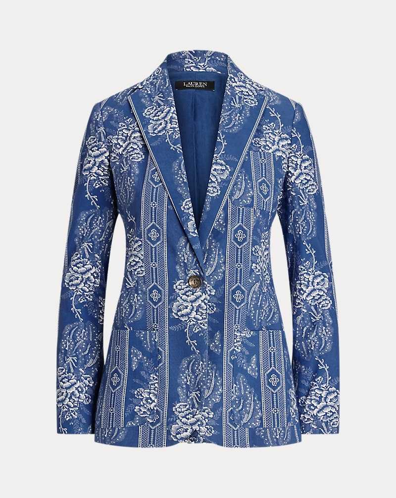 Vestido De Noche Ralph Lauren Floral Cotton Mujer Blue/Cream | BFJWQLK-87 - vista 2