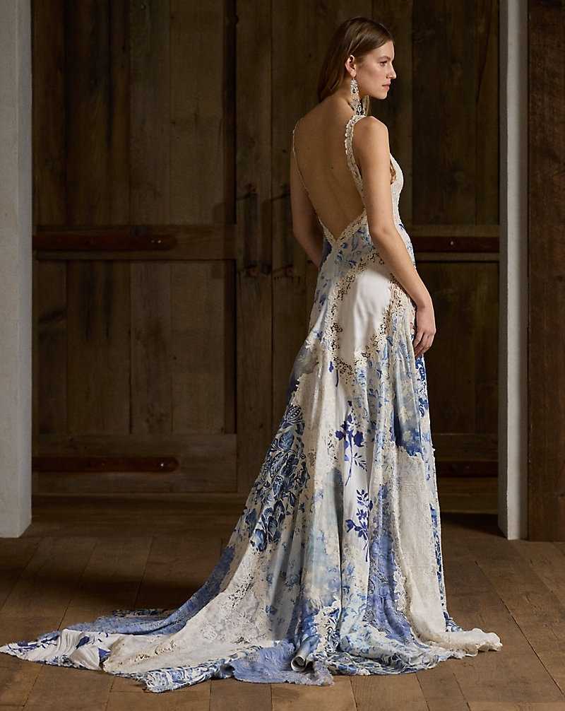 Vestido De Noche Ralph Lauren Harling Patchwork Lace Evening Mujer | PEIVLGB-43 - vista 4