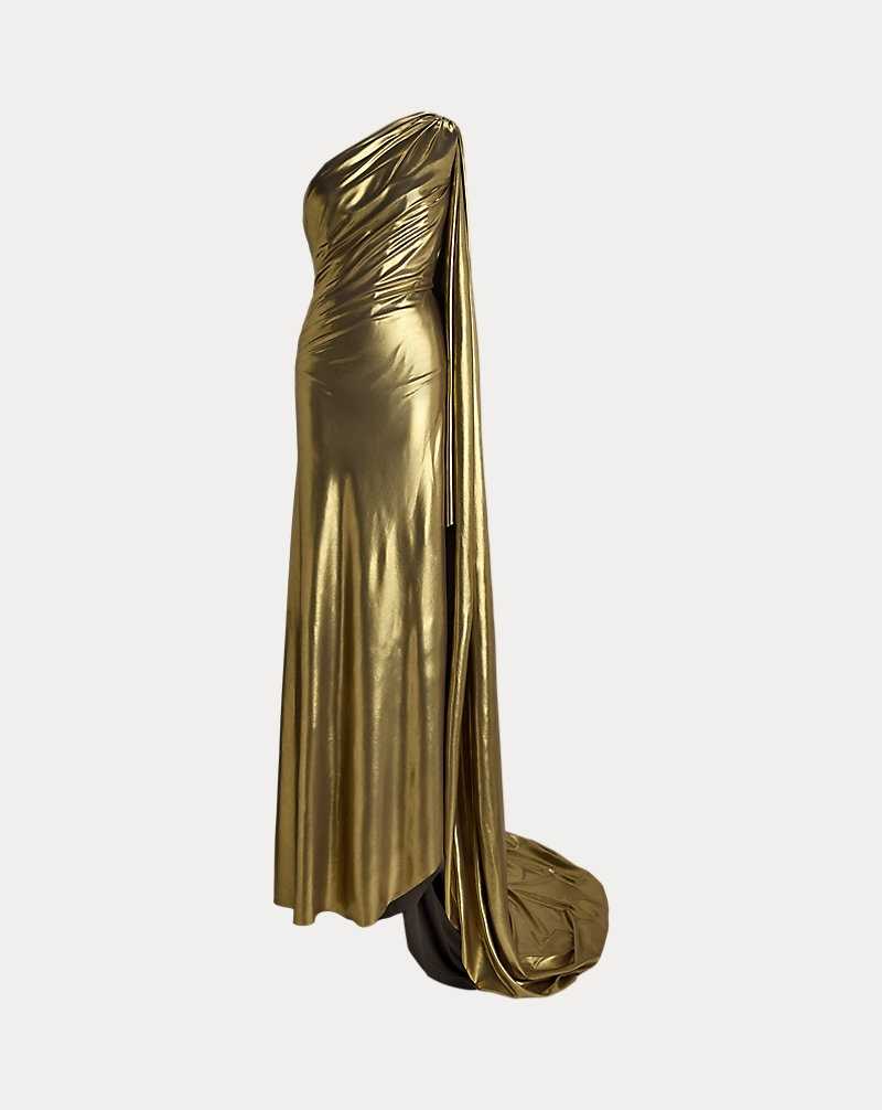 Vestido De Noche Ralph Lauren Jackeline Foiled Georgette Evening Mujer Dorados | RLYVBFE-62 - vista 2