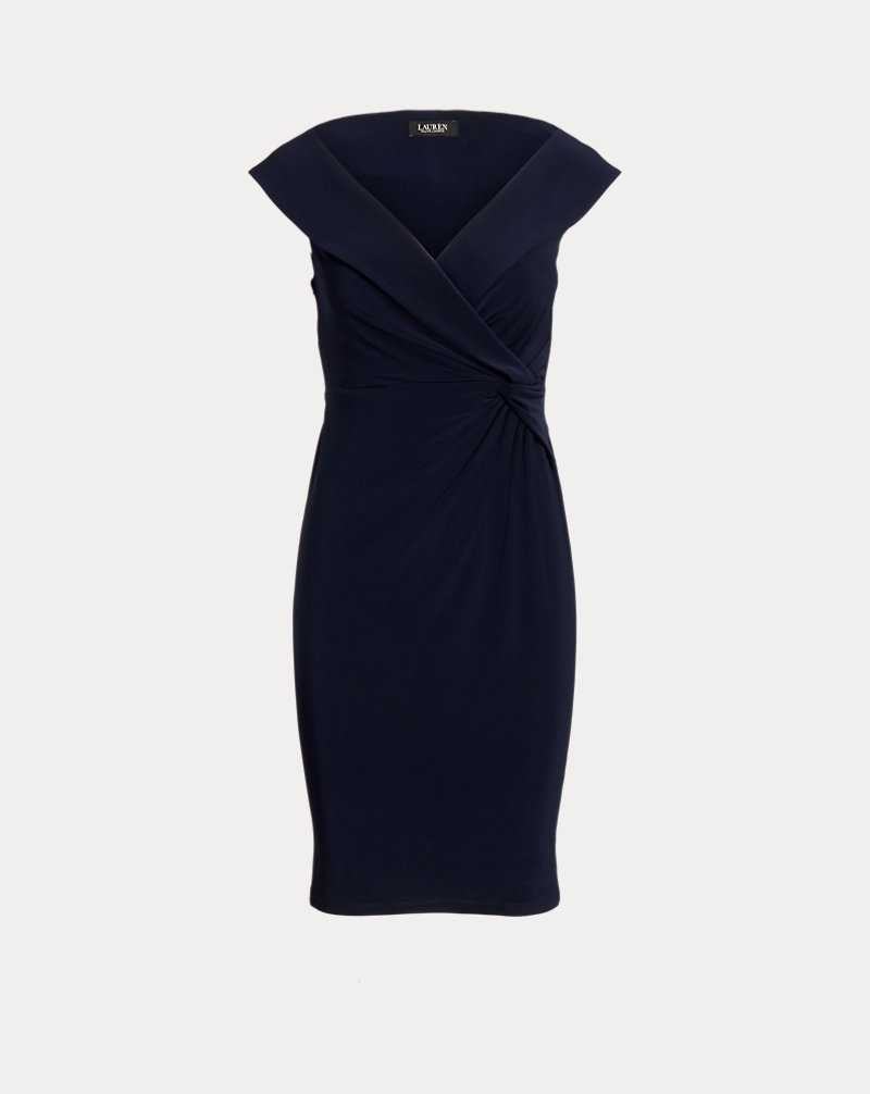 Vestido De Noche Ralph Lauren Jersey Off-the-Shoulder Cocktail Mujer Azul Marino | BLACRPG-39 - vista 2