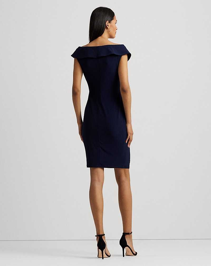 Vestido De Noche Ralph Lauren Jersey Off-the-Shoulder Cocktail Mujer Azul Marino | BLACRPG-39 - vista 4