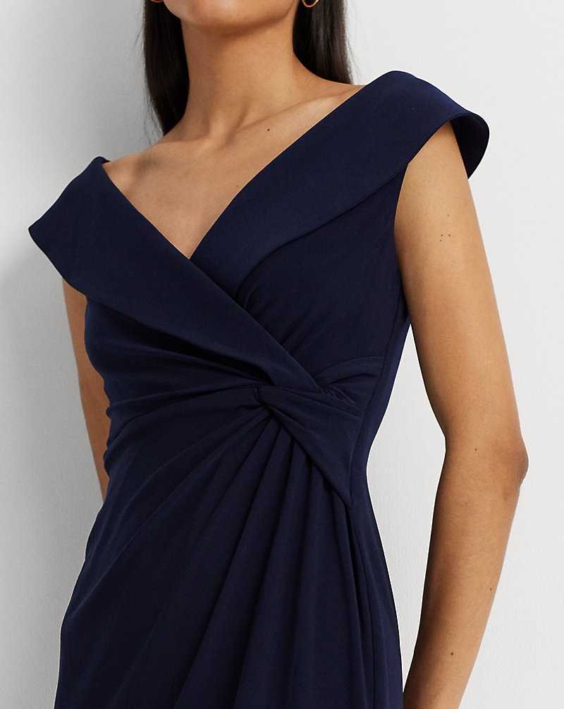 Vestido De Noche Ralph Lauren Jersey Off-the-Shoulder Cocktail Mujer Azul Marino | BLACRPG-39 - vista 5