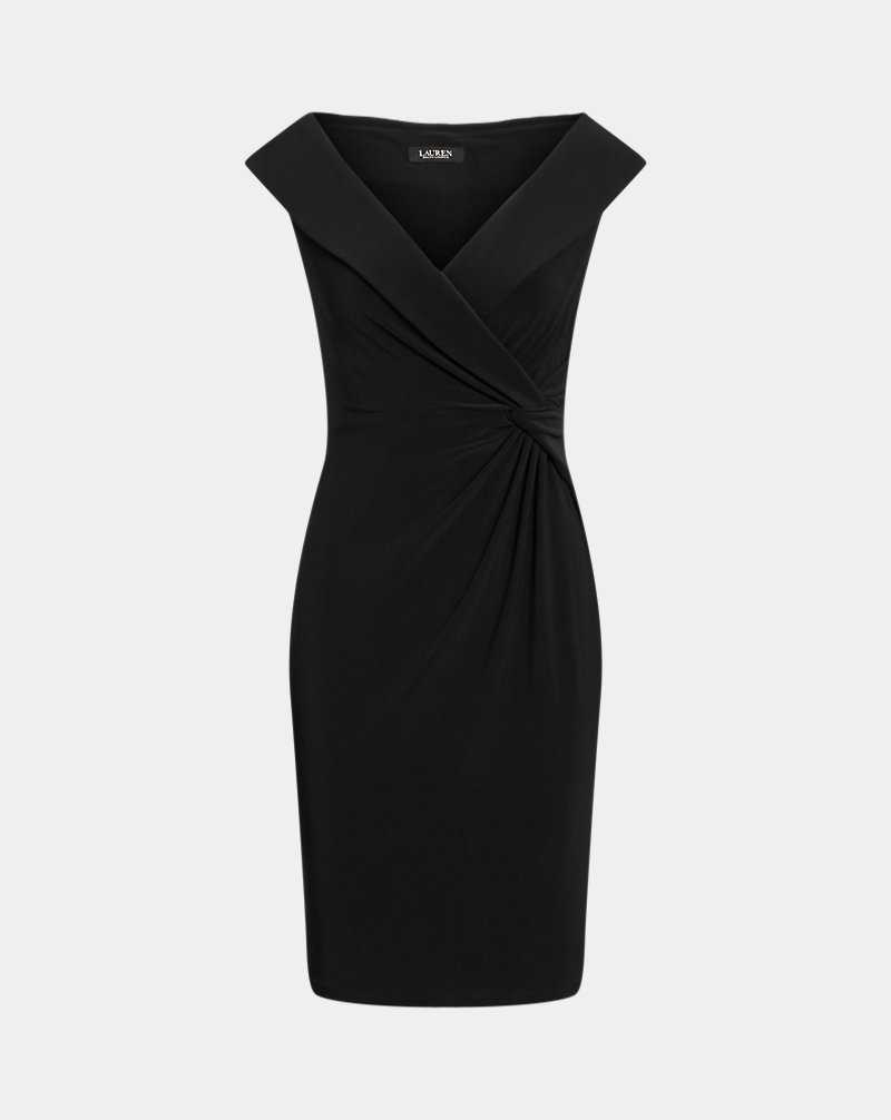 Vestido De Noche Ralph Lauren Jersey Off-the-Shoulder Cocktail Mujer Negros | PQRJTCD-95 - vista 2