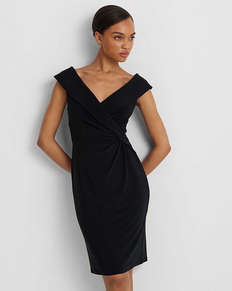Vestido De Noche Ralph Lauren Jersey Off-the-Shoulder Cocktail Mujer Negros | PQRJTCD-95 - vista 3