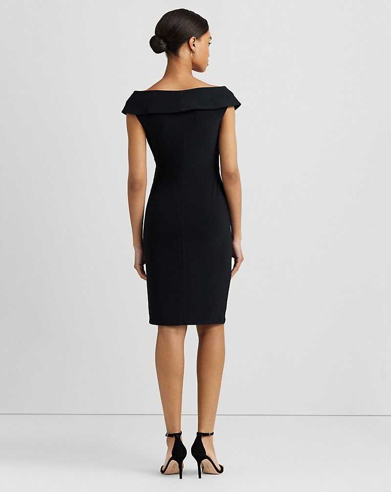 Vestido De Noche Ralph Lauren Jersey Off-the-Shoulder Cocktail Mujer Negros | PQRJTCD-95 - vista 4