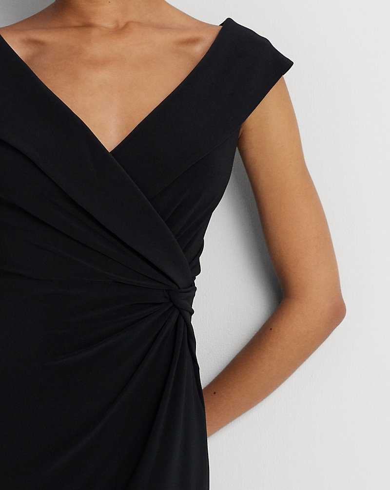 Vestido De Noche Ralph Lauren Jersey Off-the-Shoulder Cocktail Mujer Negros | PQRJTCD-95 - vista 5
