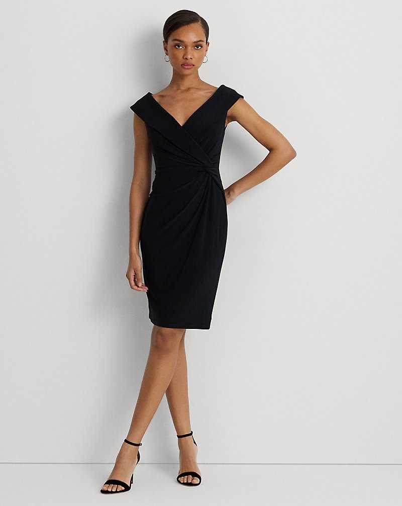 Vestido De Noche Ralph Lauren Jersey Off-the-Shoulder Cocktail Mujer Negros | PQRJTCD-95 - vista 1