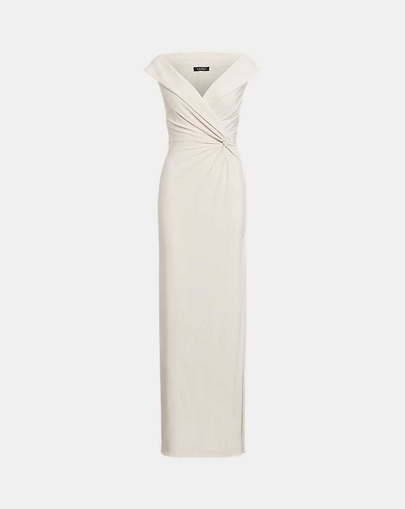 Vestido De Noche Ralph Lauren Jersey Off-the-Shoulder Gown Mujer Creme | CLTRSBD-58 - vista 2