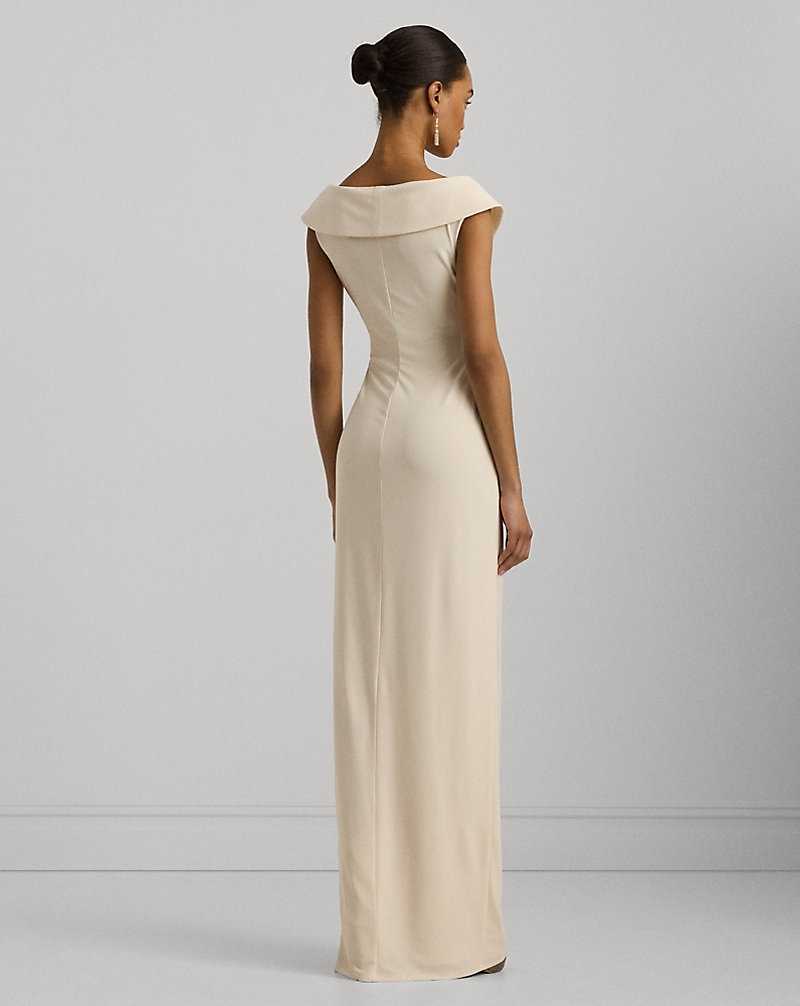 Vestido De Noche Ralph Lauren Jersey Off-the-Shoulder Gown Mujer Creme | CLTRSBD-58 - vista 4