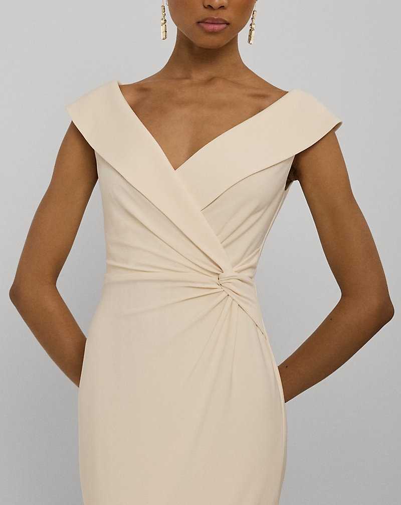 Vestido De Noche Ralph Lauren Jersey Off-the-Shoulder Gown Mujer Creme | CLTRSBD-58 - vista 5