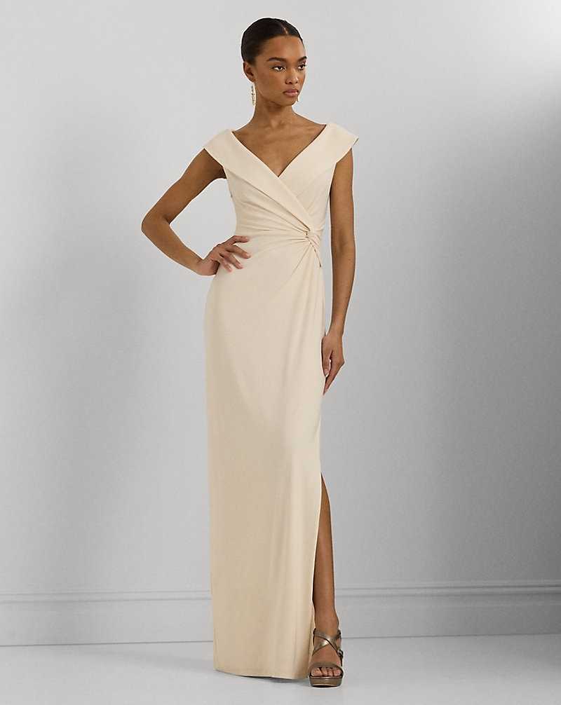 Vestido De Noche Ralph Lauren Jersey Off-the-Shoulder Gown Mujer Creme | CLTRSBD-58 - vista 1