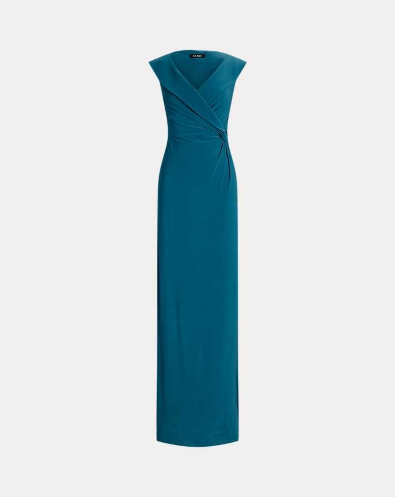Vestido De Noche Ralph Lauren Jersey Off-the-Shoulder Gown Mujer Turquesa | KTGILVF-71 - vista 2