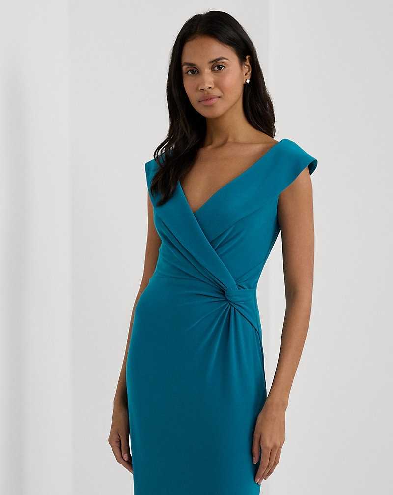 Vestido De Noche Ralph Lauren Jersey Off-the-Shoulder Gown Mujer Turquesa | KTGILVF-71 - vista 3