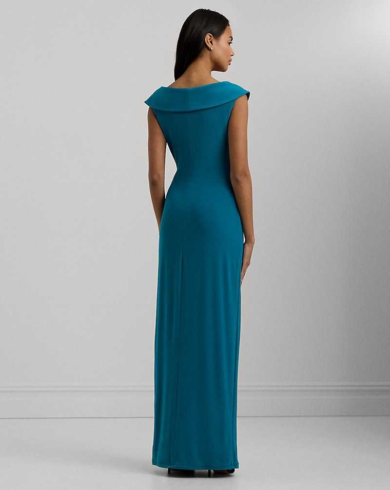 Vestido De Noche Ralph Lauren Jersey Off-the-Shoulder Gown Mujer Turquesa | KTGILVF-71 - vista 4
