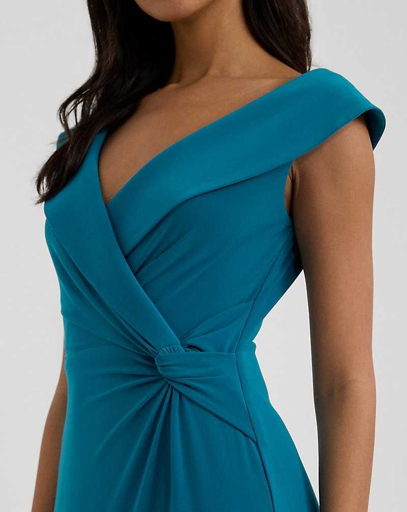 Vestido De Noche Ralph Lauren Jersey Off-the-Shoulder Gown Mujer Turquesa | KTGILVF-71 - vista 5