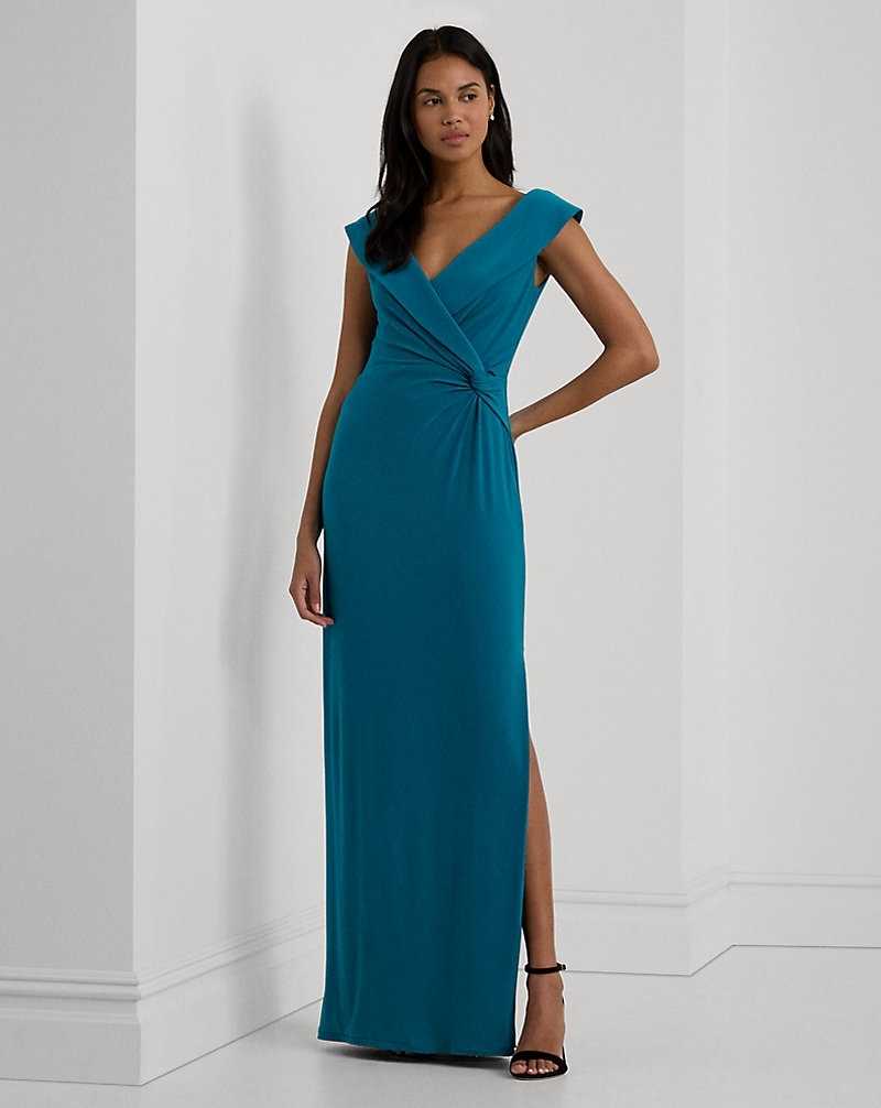 Vestido De Noche Ralph Lauren Jersey Off-the-Shoulder Gown Mujer Turquesa | KTGILVF-71 - vista 1