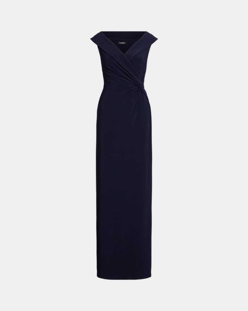 Vestido De Noche Ralph Lauren Jersey Off-the-Shoulder Gown Mujer Azul Marino | VHUSXMK-53 - vista 2