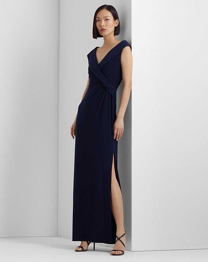 Vestido De Noche Ralph Lauren Jersey Off-the-Shoulder Gown Mujer Azul Marino | VHUSXMK-53 - vista 1