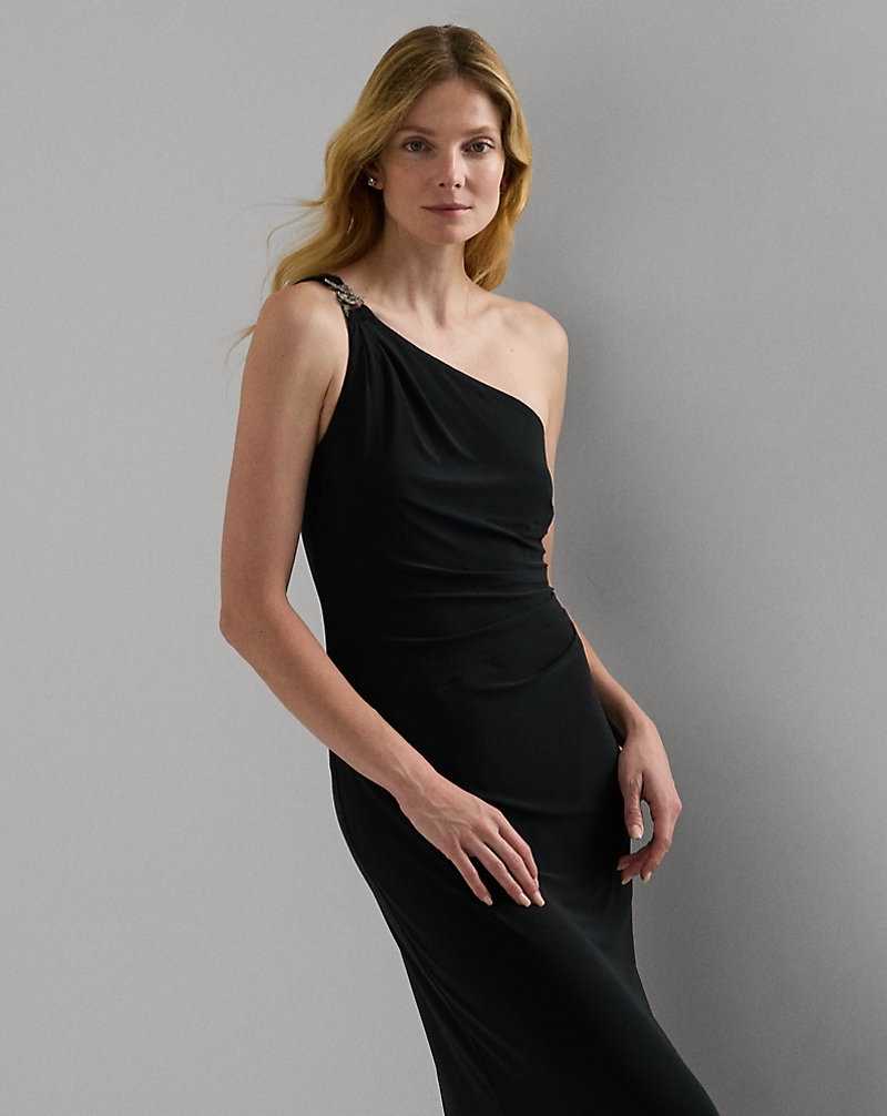 Vestido De Noche Ralph Lauren Jersey One-Shoulder Gown Mujer Negros | XWVGYIL-63 - vista 3