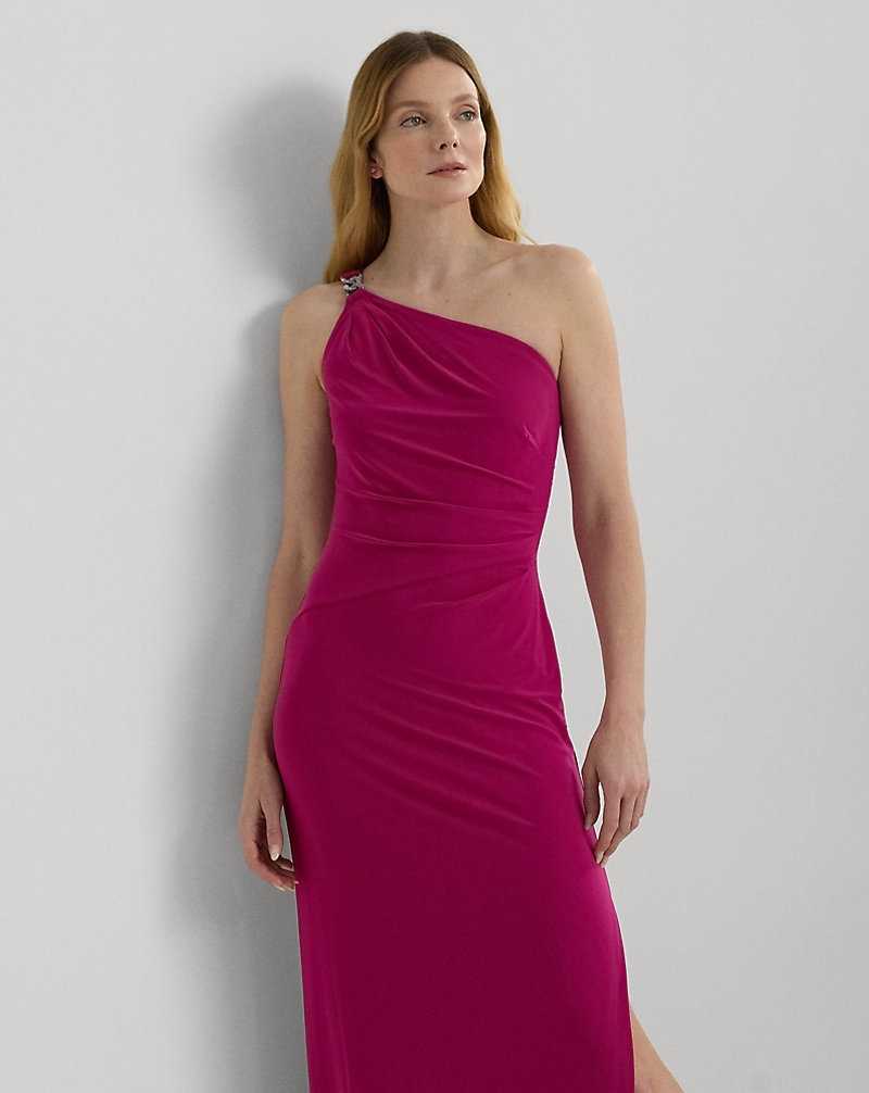 Vestido De Noche Ralph Lauren Jersey One-Shoulder Gown Mujer Fucsia | MBXGDPN-82 - vista 3