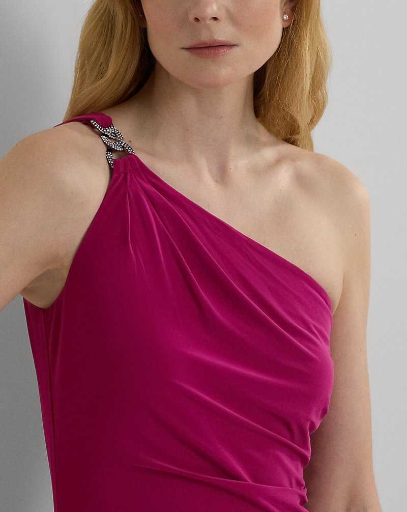 Vestido De Noche Ralph Lauren Jersey One-Shoulder Gown Mujer Fucsia | MBXGDPN-82 - vista 5
