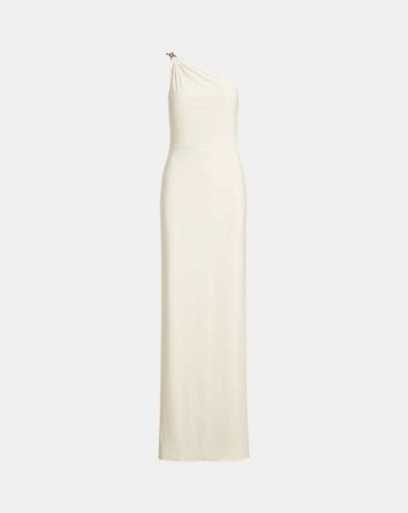 Vestido De Noche Ralph Lauren Jersey One-Shoulder Gown Mujer Creme | ZSERQLD-40 - vista 2