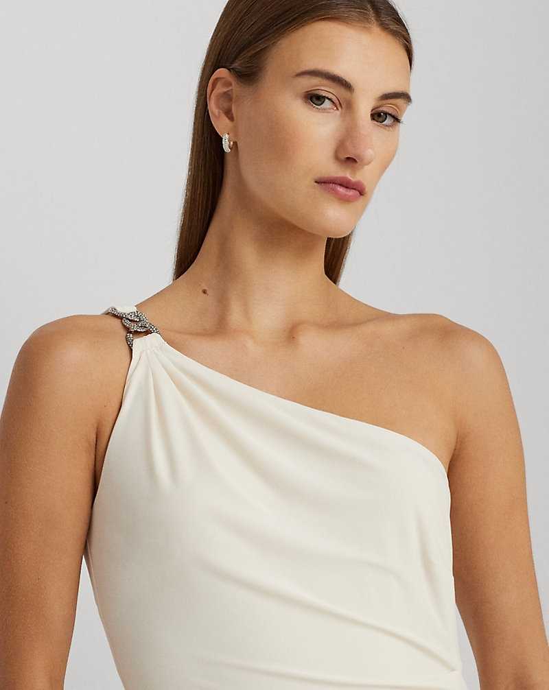Vestido De Noche Ralph Lauren Jersey One-Shoulder Gown Mujer Creme | ZSERQLD-40 - vista 5