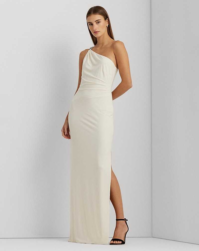 Vestido De Noche Ralph Lauren Jersey One-Shoulder Gown Mujer Creme | ZSERQLD-40 - vista 1