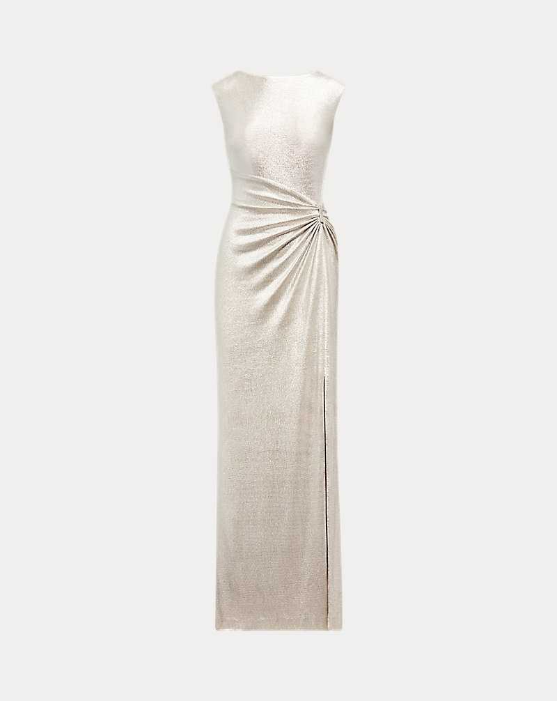 Vestido De Noche Ralph Lauren Metallic Knit Sleeveless Gown Mujer Champagne/Silver | MXERCTD-92 - vista 2
