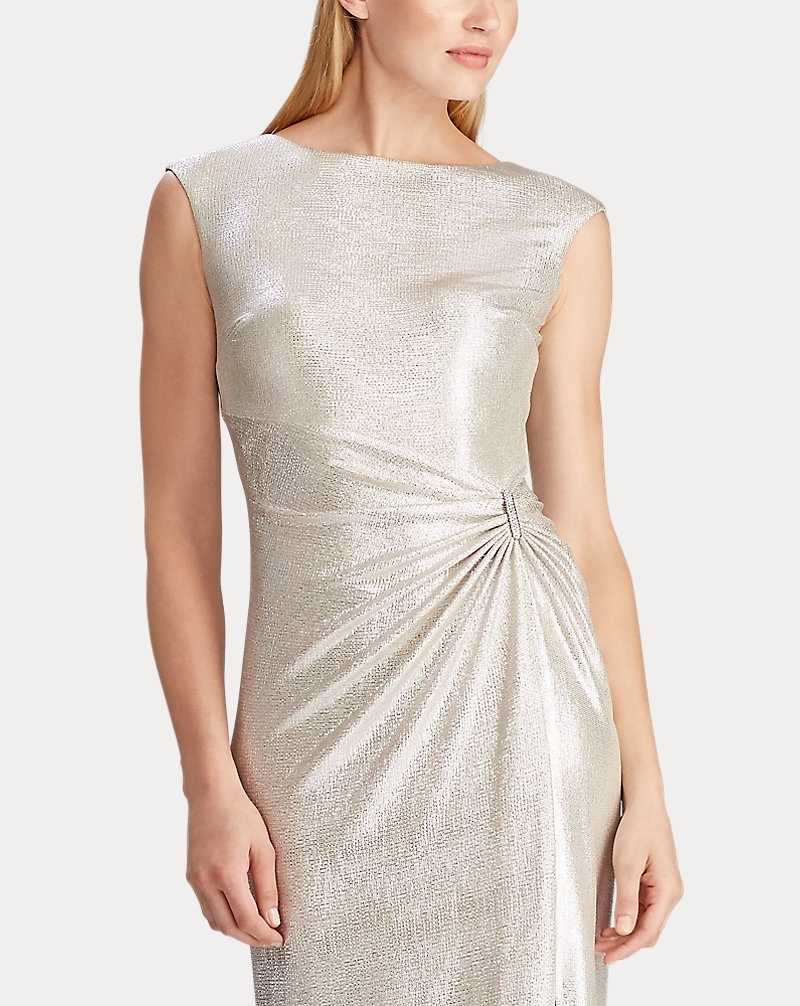 Vestido De Noche Ralph Lauren Metallic Knit Sleeveless Gown Mujer Champagne/Silver | MXERCTD-92 - vista 4